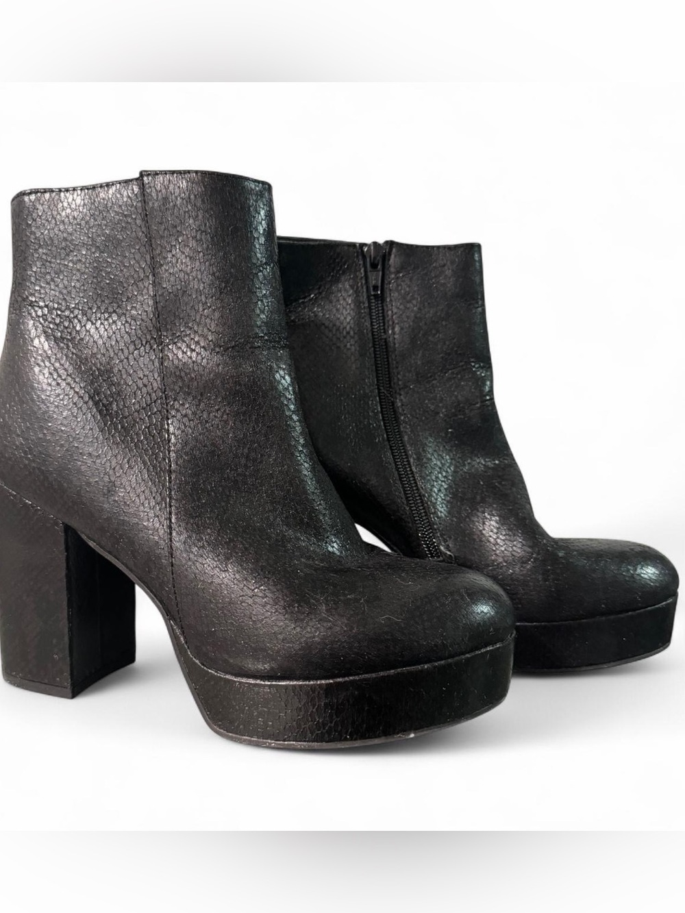 Classic Black Platform Ankle Boots - Women's